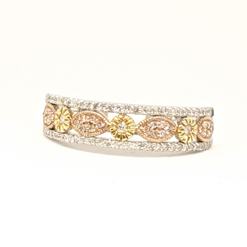Tricolor gold diamond ring/anniversary ring